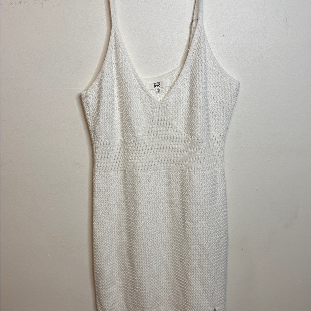 White Knit Sleeveless Dress
